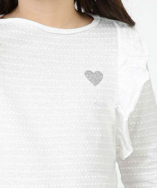 Camiseta Infantil Manga Longa Babado Marisa Tam 4 a 10