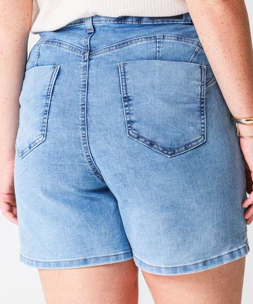 Bermuda Plus Size Feminina Jeans Sawary Azul