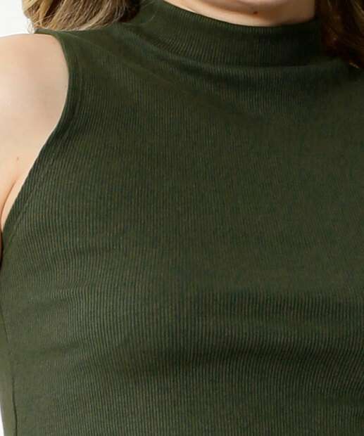 Blusa Regata Feminina Canelada Gola Alta Marisa