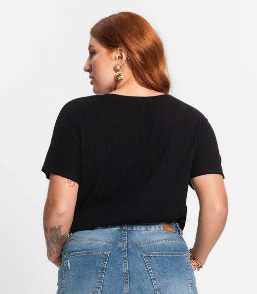 Blusa Feminina Plus Size Secret Glam Preto