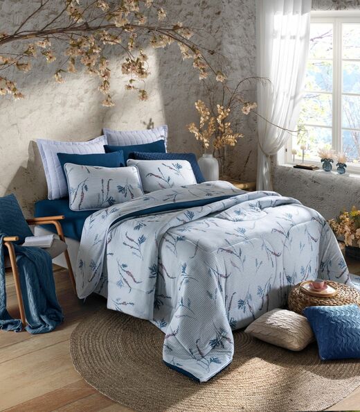 Edredom Queen Estampado Premium Vivaldi Azul
