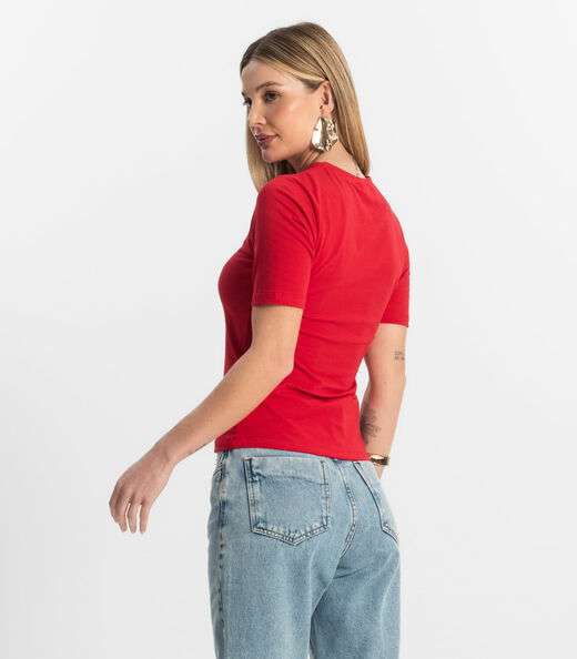 Blusa Básica Feminina Cotton Leve Rovitex Vermelho