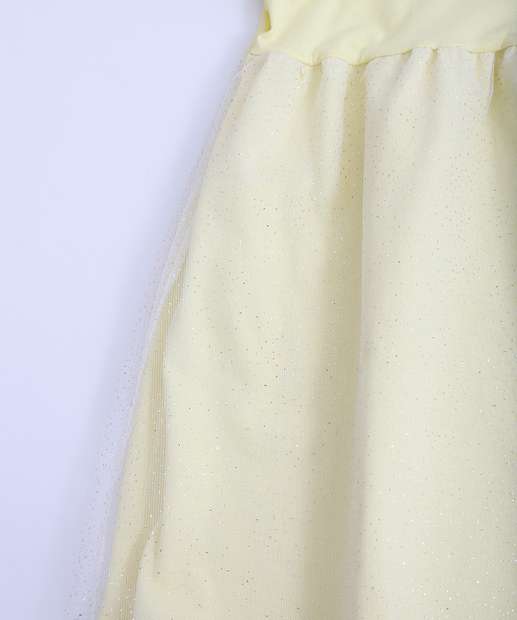 Vestido Infantil Frutas Tule Babado Marisa Tam 1 a 3 Amarelo