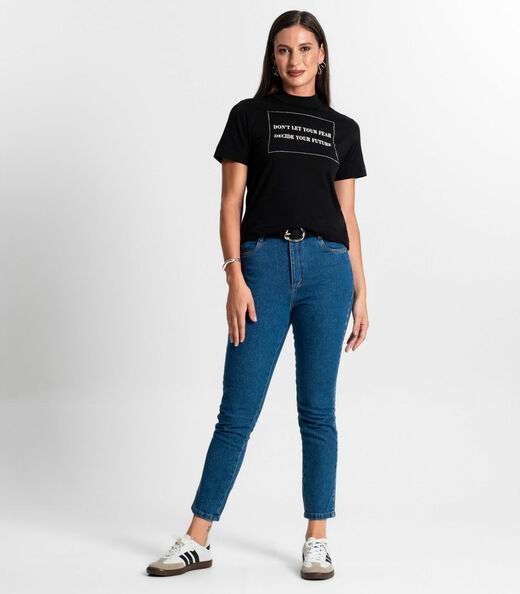 Camiseta Feminina Gola Alta Rovitex Preto