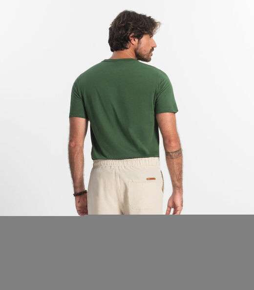 Bermuda Masculina Sarja Elástico E Bolsos Shift Bege