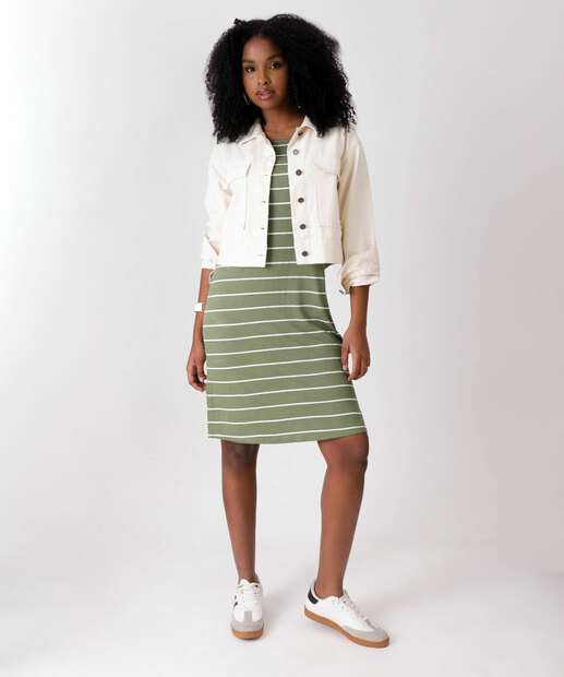 Image_Vestido Midi Feminino Listrado Manga Curta Marisa