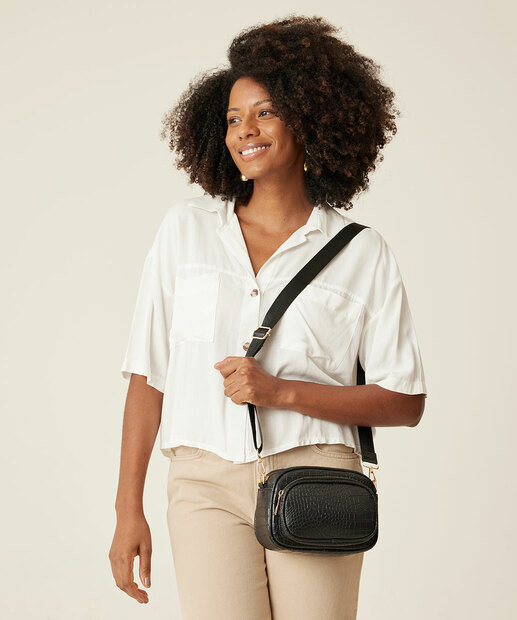Bolsa Transversal Crossbody Croco Feminina Marisa
