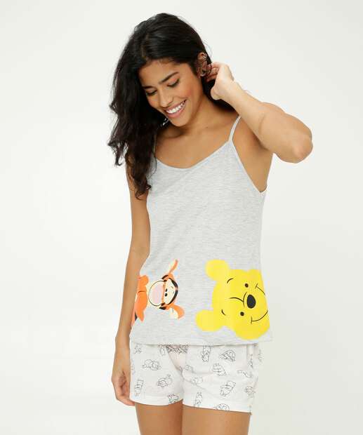 Pijama Feminino Pooh Alças Finas Disney