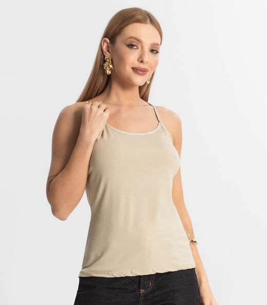 Blusa Feminina de Alças Básica Rovitex Bege