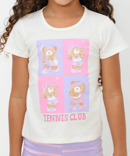 Blusa Infantil Estampa Urso Marisa Tam 4 a 10 Off White