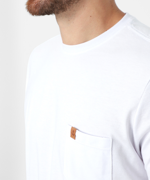Camiseta Masculina Básica Bolso Marisa Branco