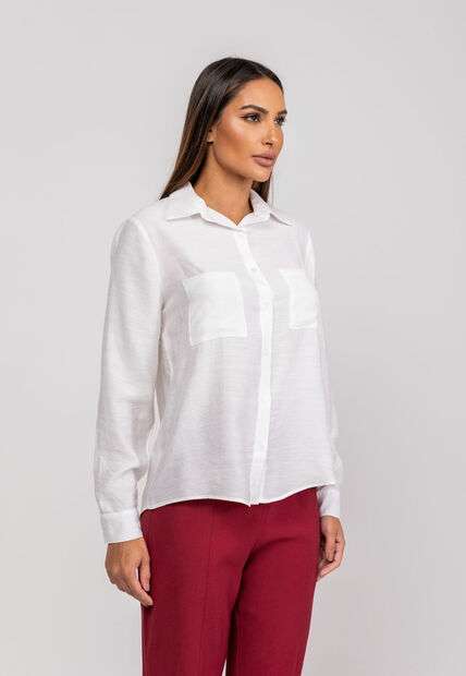 Camisão Alfaiataria M/L Com Bolsos Branco Salvatore