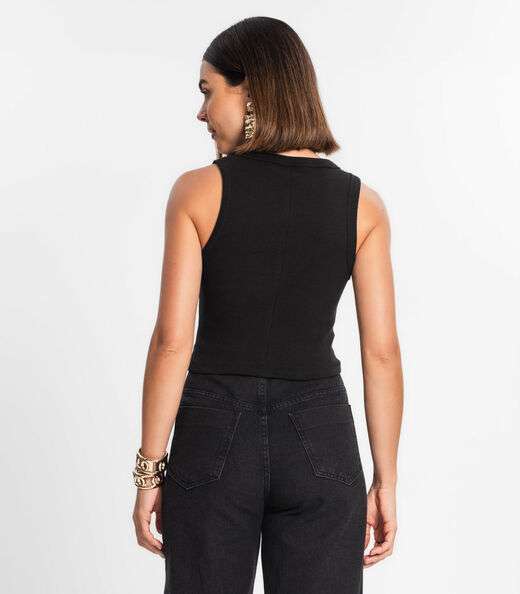Regata Cropped Feminina Ribana Rovitex Preto