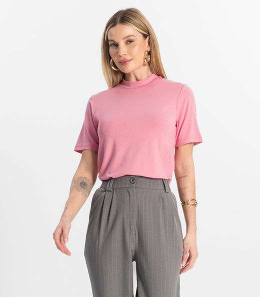 Image_Blusa Feminina Básica em Malha Visco Rovitex Rosa