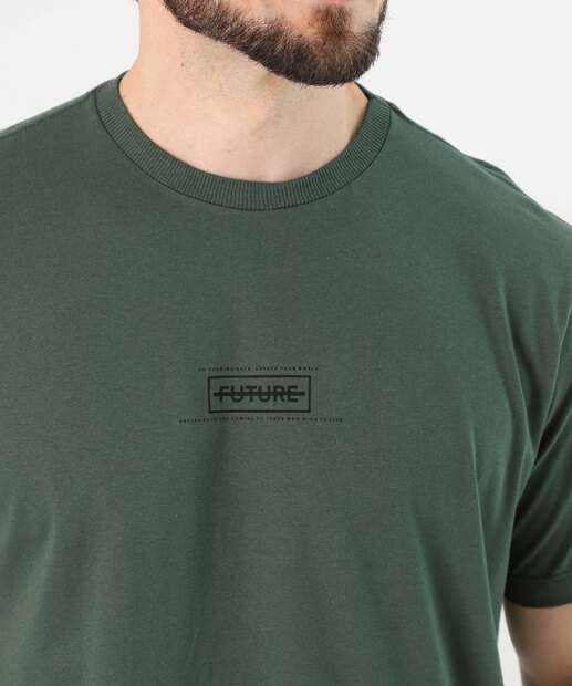 Camiseta Masculina Estampa Frontal Marisa Verde