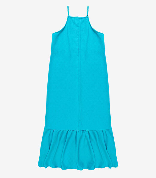 Vestido Longo De Alça E Recorte Maria Infinita Cor Azul