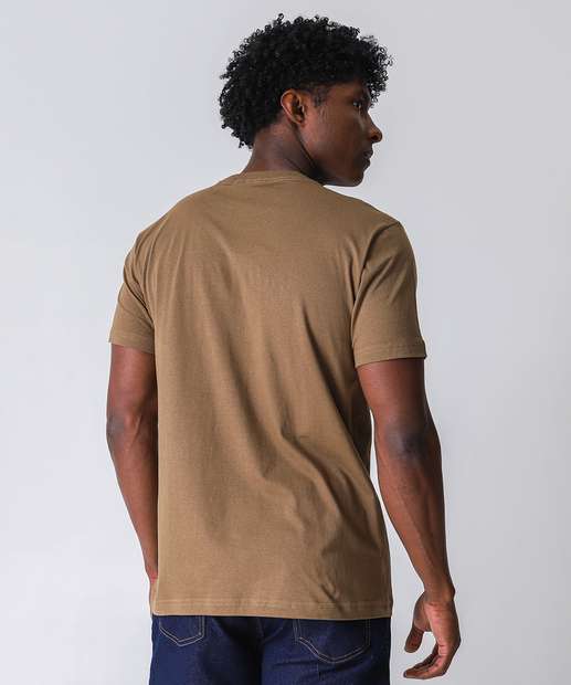 Camiseta Masculina Estampa Frontal Gangster Bege