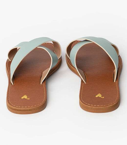 Sandália Rasteirinha Com Tiras Largas Select Azul