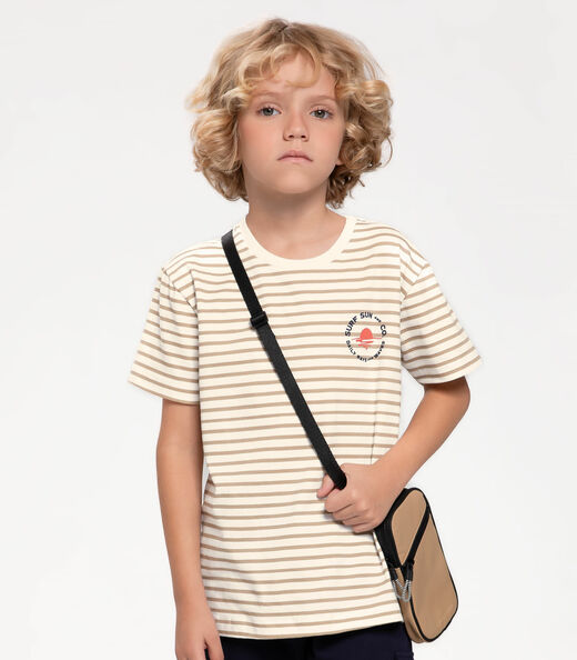 Conjunto Infantil Masculino Listrado Trick Nick Bege