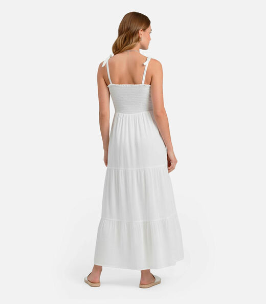 Vestido Longo Feminino De Lastex Duna Liso Select Branco