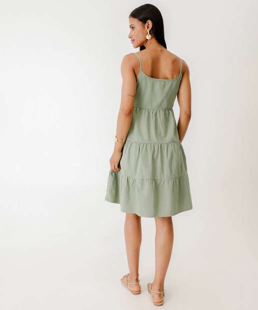 Vestido Sarja Feminino Botões Alças Finas Marisa
