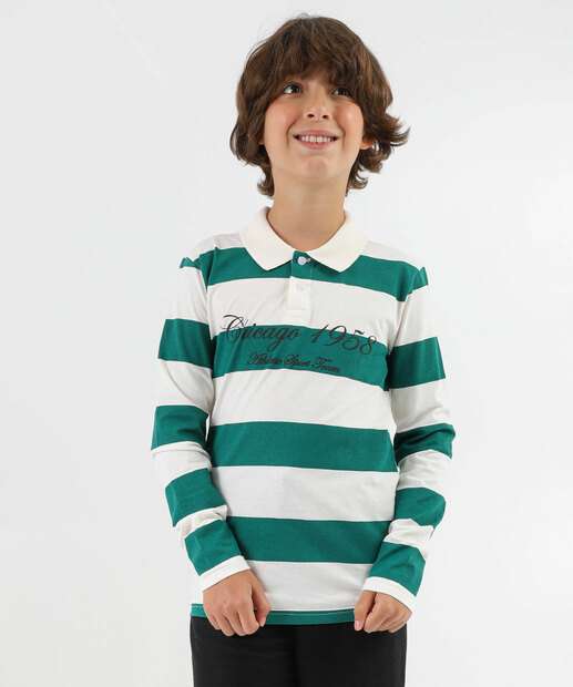 Image_Polo Juvenil Manga Longa Listrada Marisa Tam 10 a 16 Verde