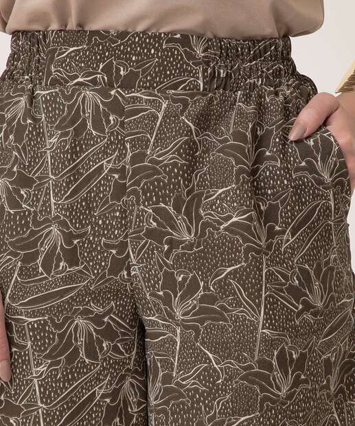 Short Cintura Alta Feminino Estampa Flores Marisa