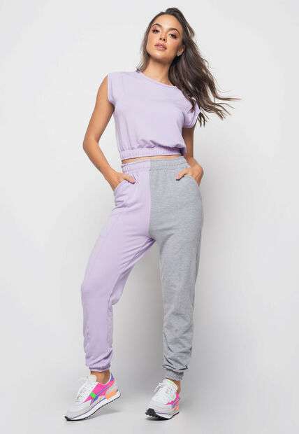 Cropped  Barra Elástico Malha Comfort Lilás