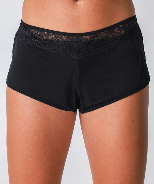 Baby Doll Liganete Recorte Renda Alças Finas Marisa Preto