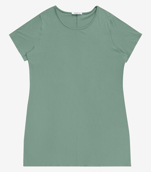 Vestido Feminino Curto Canelado Plus Size Secret Verde