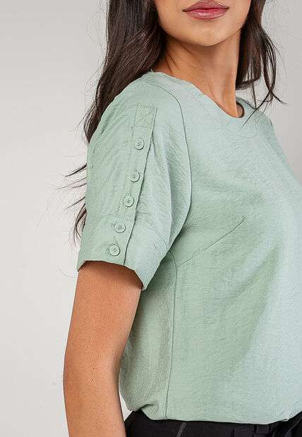 Blusa Alfaiataria Com Botões Na Manga Verde Salvatore