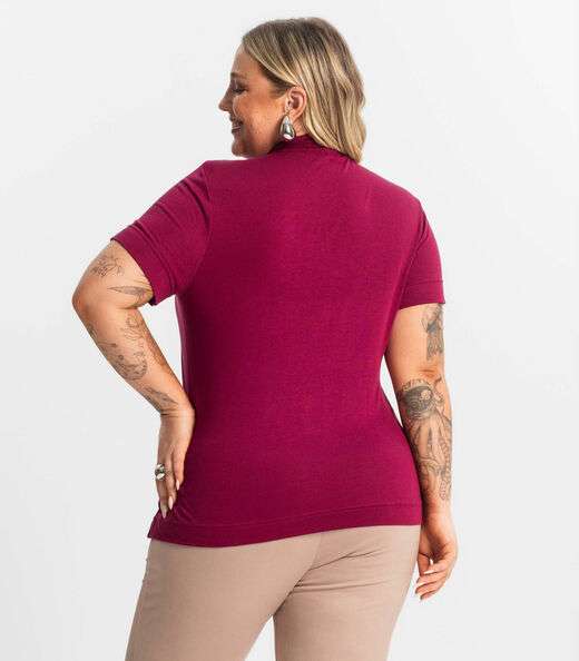 Blusa Gola Alta Feminina Plus Size Secret Glam Vermelho