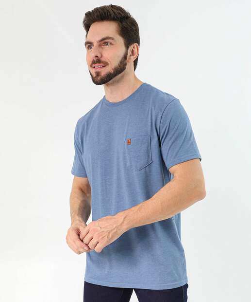 Image_Camiseta Masculina Bolso Manga Curta Marisa Azul