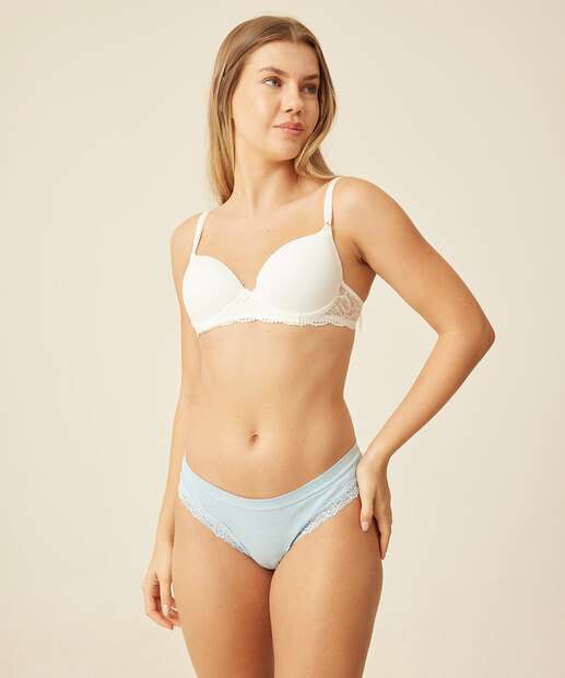 Kit 2 Calcinhas Tanga Canelada Recorte Renda Marisa