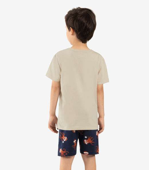 Pijama Infantil Masculino Meia Malha Rovi Kids Bege