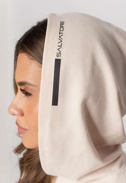 Conjunto De Moletinho Esportivo Com Casaco Capuz E Calça Jogger Marfim Salvatore