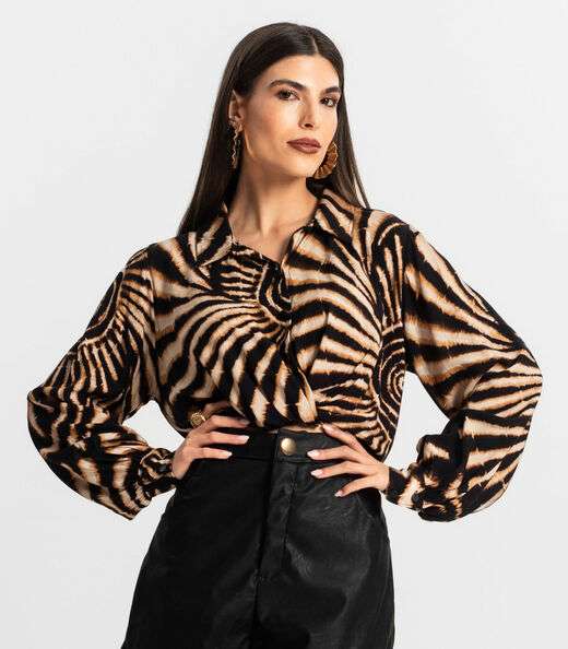 Camisa de Viscose Manga Longa Endless Preto