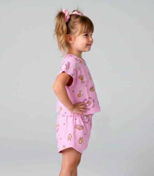 Conjunto Infantil Feminino Short E Blusa Select Rosa