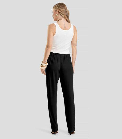 Calça Feminina em Visco Maquinetada Dianna Preto