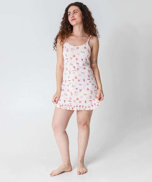 Camisola Estampa Café Babado Marisa Rosa