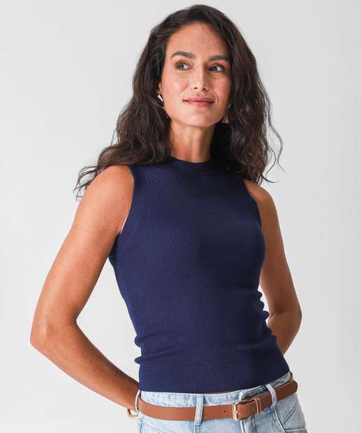 Blusa Regata Feminina Lisa Marisa Azul