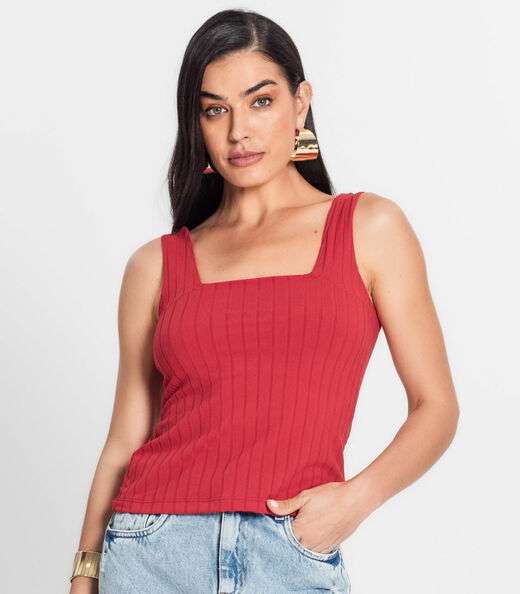 Regata Canelada Feminina Infinita Cor Vermelho