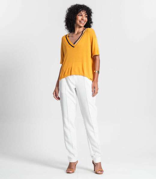 Blusa Feminina Em Visco Tricot Rovitex Amarelo