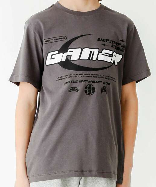 Camiseta Juvenil Manga Curta Estampada MR Tam 10 a 16 