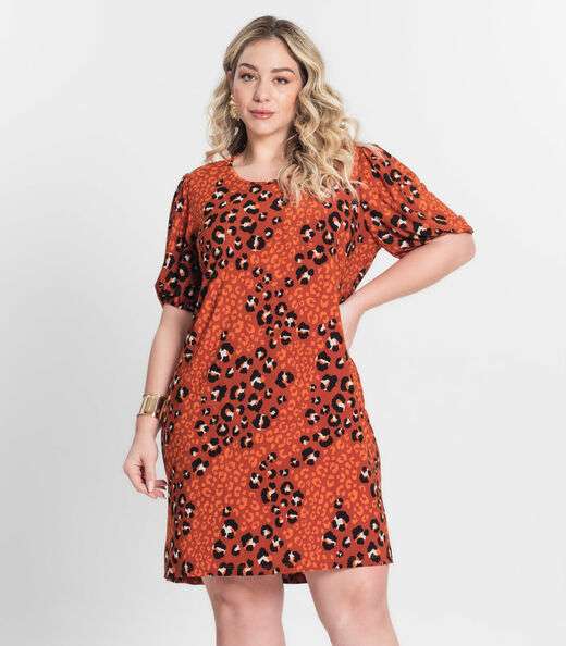 Vestido Malha Fria Plus Infinita Cor Laranja