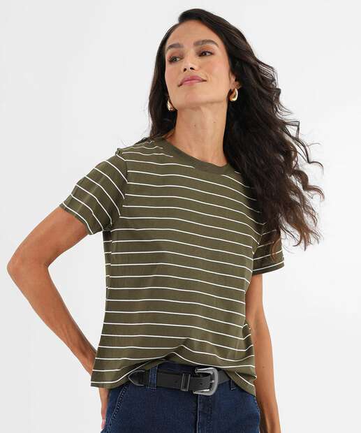 Image_Blusa Feminina Listrada Manga Curta Marisa Verde