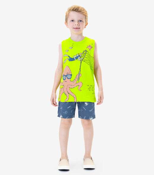 Conjunto Machão com Bermuda Rovi Kids Verde