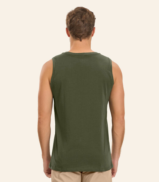 Regata Masculina Básica Meia Malha Diametro Verde