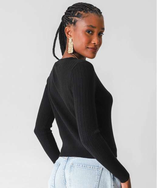 Cardigan Feminino Botões Marisa Preto