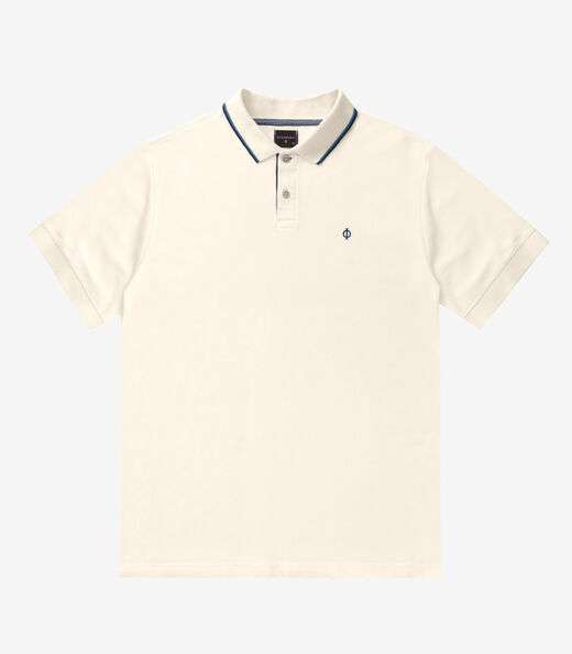 Polo Masculina Plus Size Pique Diametro Bege